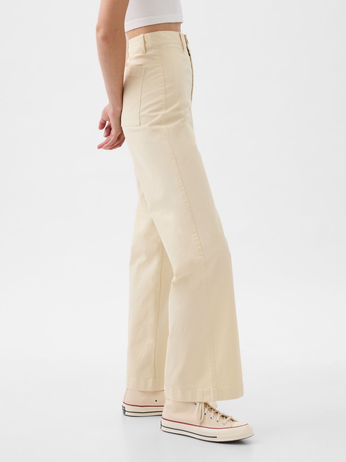 Άσπρο High Stride Wide-Leg Ankle Khakis Παντελόνι-873266001