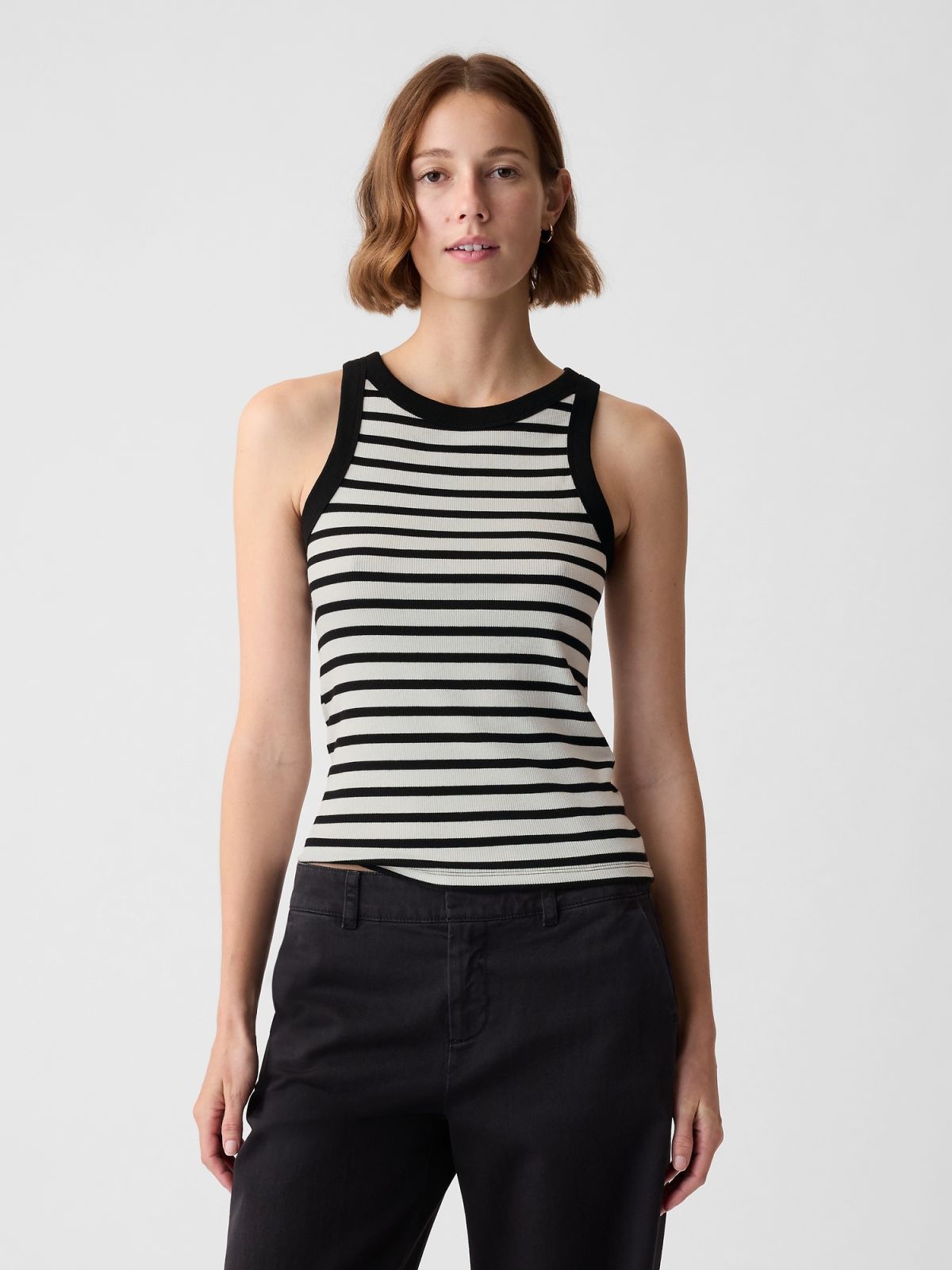 Μαύρο Modern Rib Halter Αμάνικο Τοπ-878220006