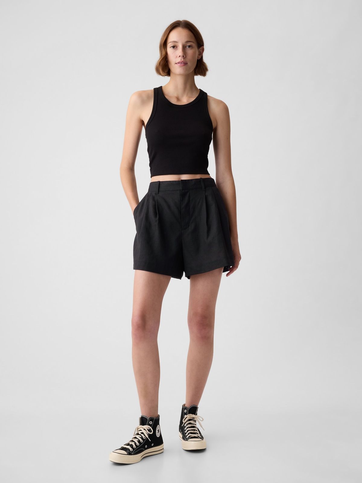 Μαύρο 365 High Rise Linen-Blend Σορτς-416638003