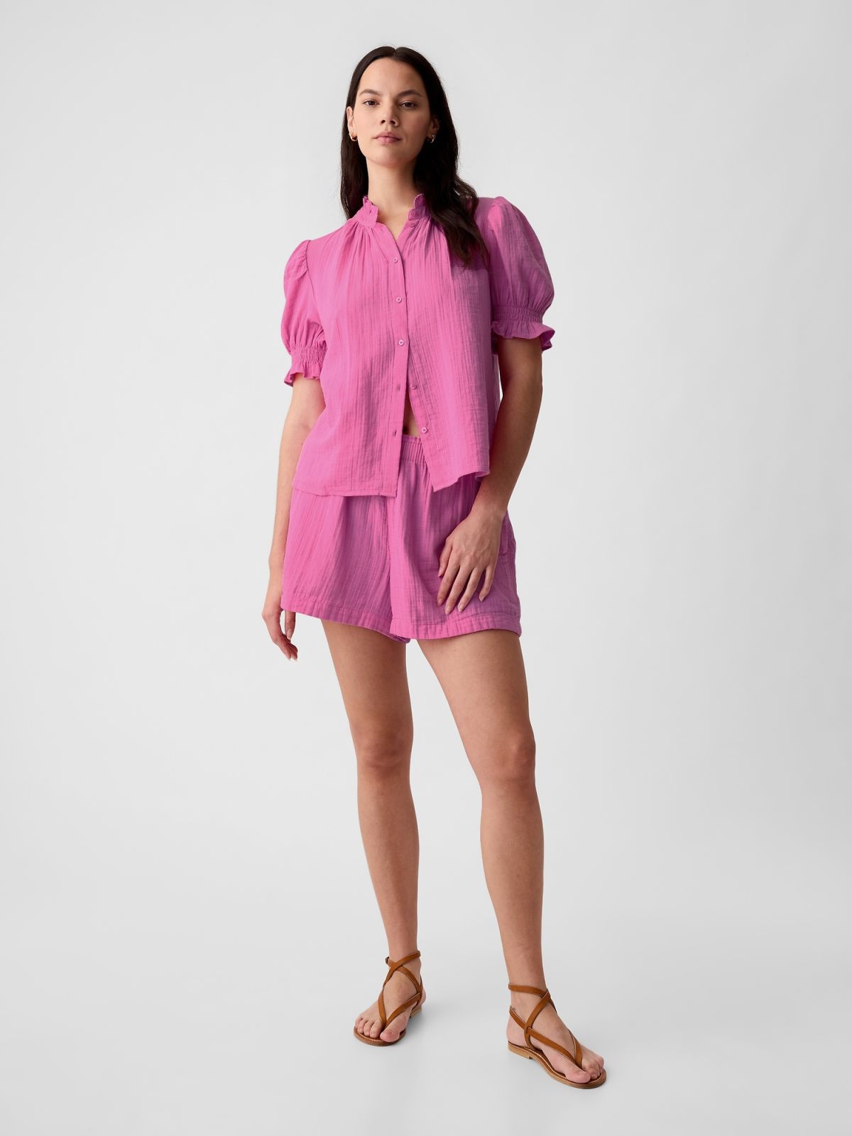 Ροζ Crinkle Gauze Pull-On Σορτς-882138001