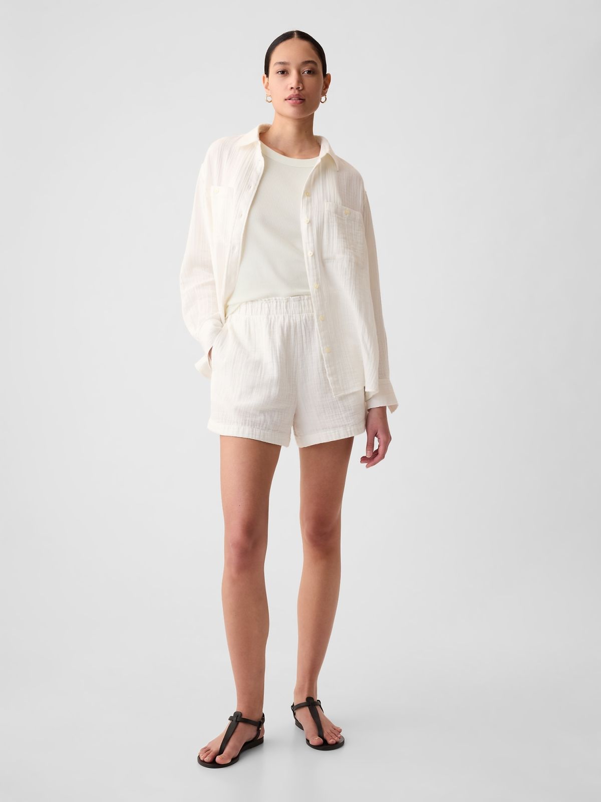 Άσπρο Modern Rib Halter Αμάνικο Τοπ-878220001