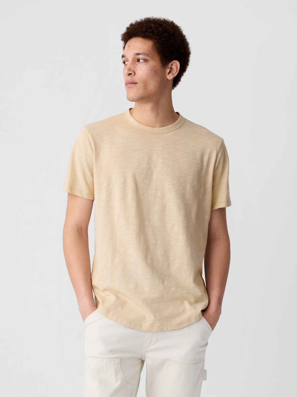 Lived-In Curved-Hem T-Shirt-879541004
