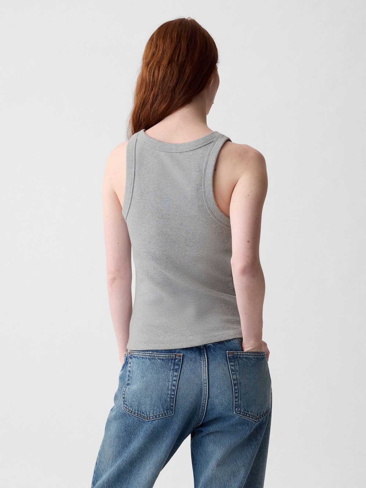 Γκρι Modern Rib Halter Αμάνικο Τοπ-878220008