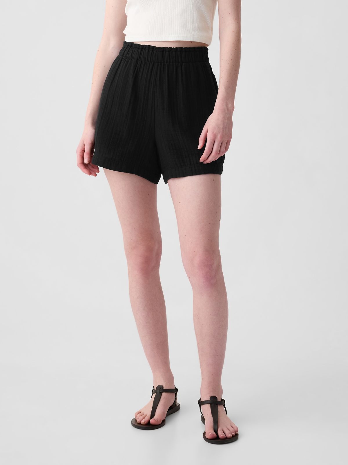 Crinkle Gauze Pull-On Shorts-882138003