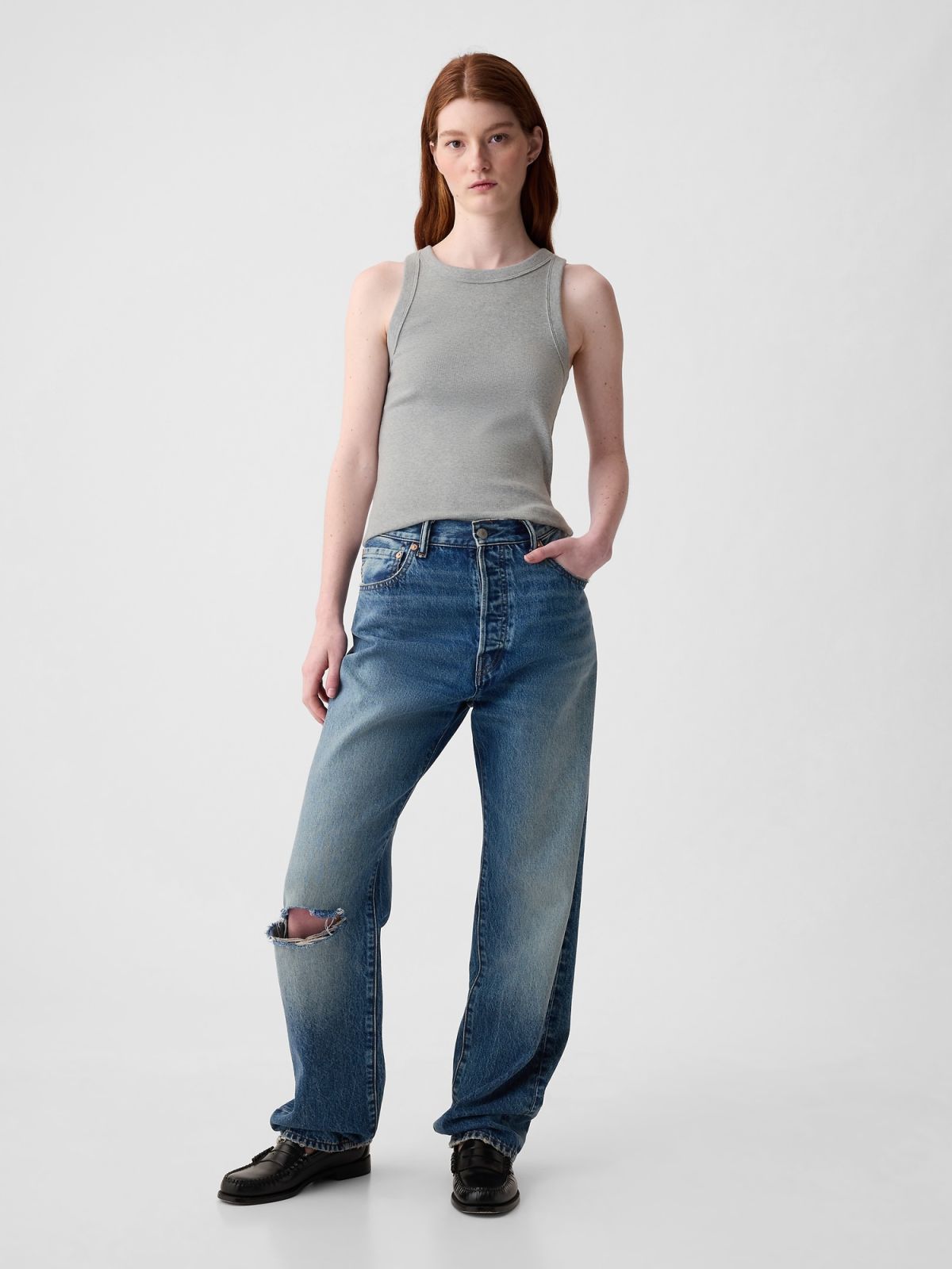 Γκρι Modern Rib Halter Αμάνικο Τοπ-878220008