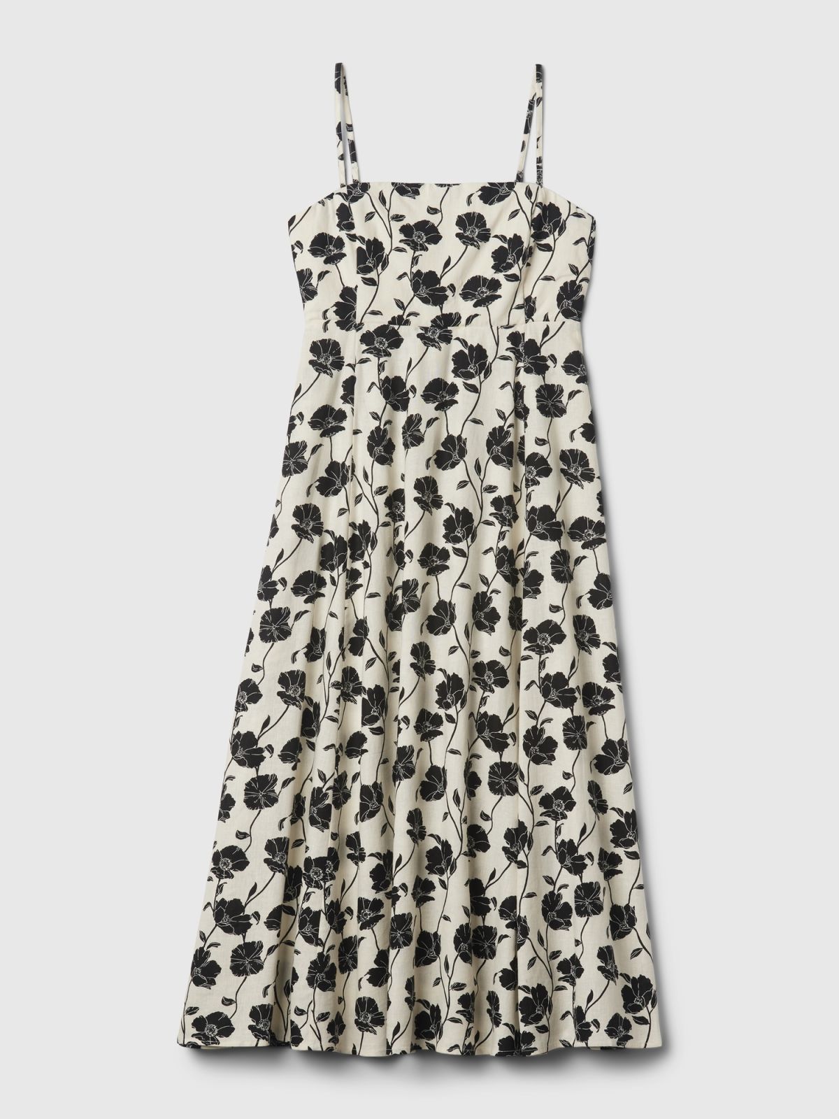 Άσπρο Linen-Blend Midi Φόρεμα-429532000