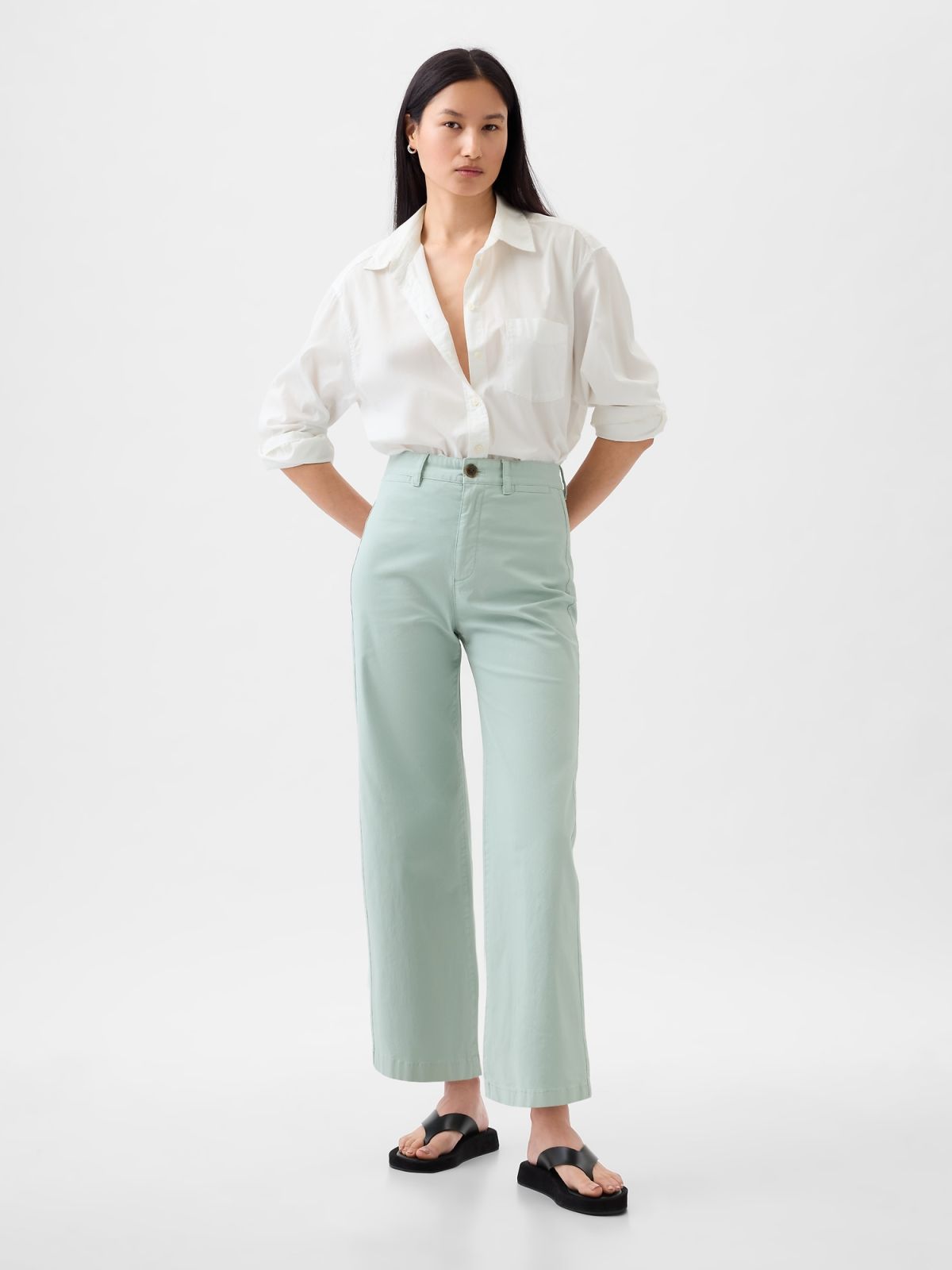 High Stride Wide-Leg Ankle Khakis-873266000