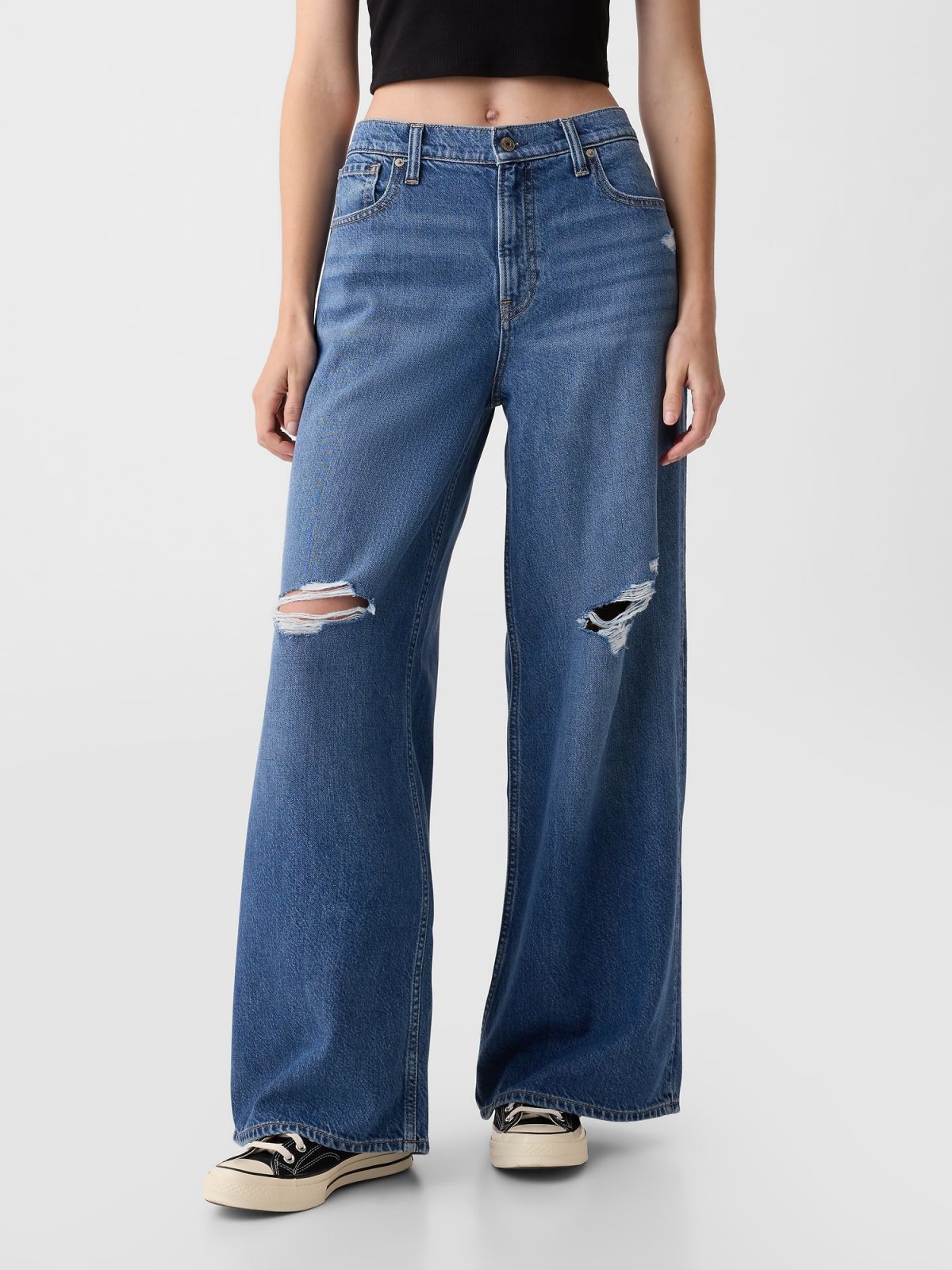 Μπλε Mid Rise UltraSoft Baggy Jean Παντελόνι-435049000