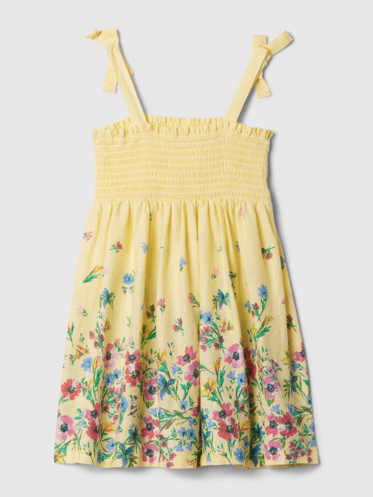 Κίτρινο babyGap Linen-Cotton Smocked Φόρεμα-880543000
