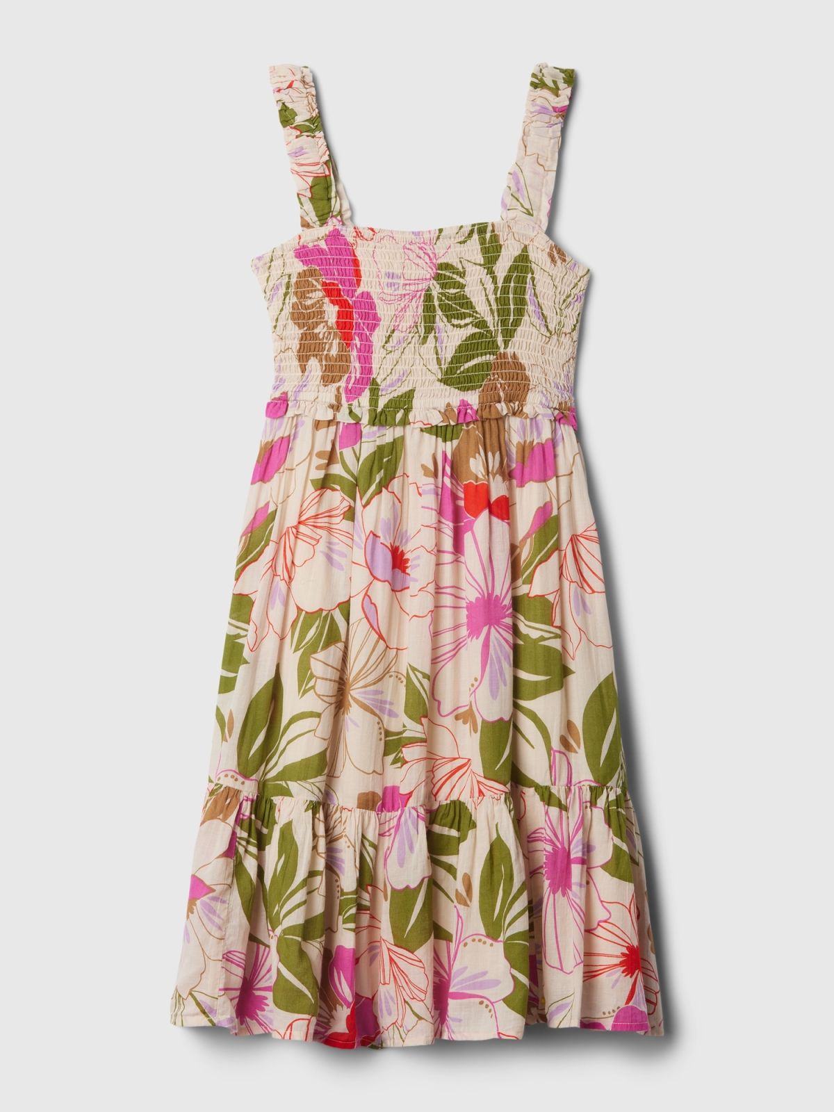 Multi Παιδικό Smocked Midi Αμάνικο Φόρεμα-434411001