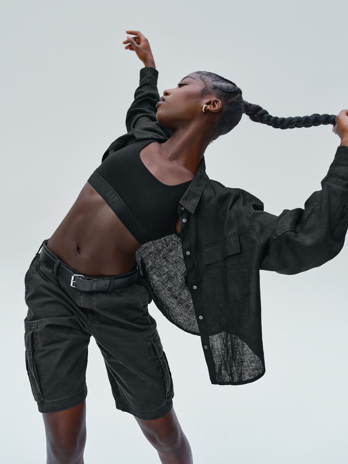 Μάυρο Relaxed Cargo Σορτς-880822002