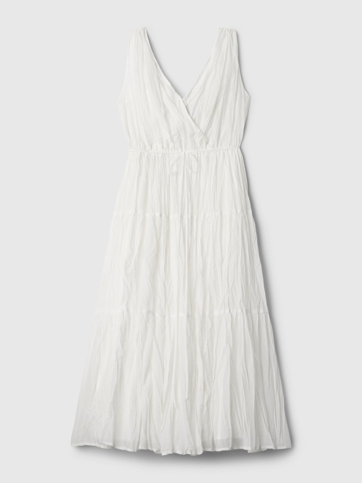 Άσπρο Pleated Tiered Maxi Φόρεμα-429510002