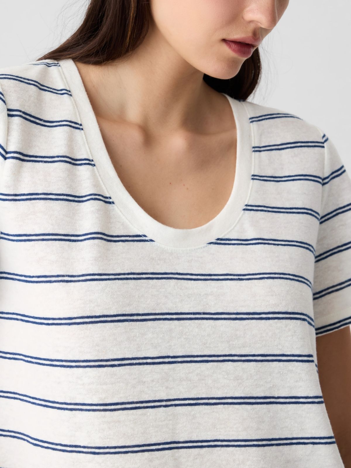 Μπλε SS Λινή Μπλούζα-407238001