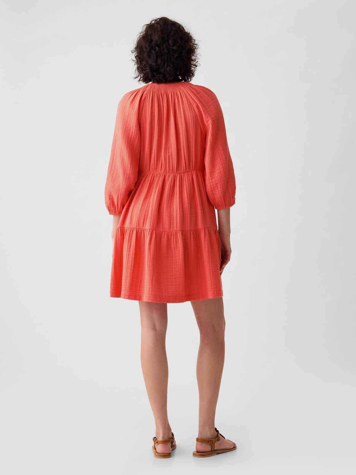 Crinkle Gauze Tiered Mini Dress-429447002