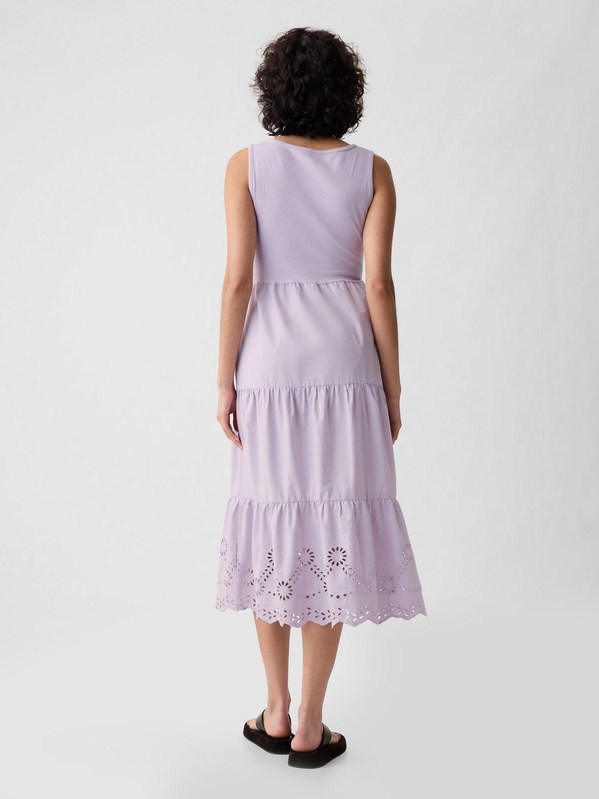 Μωβ Eyelet Midi Αμάνικο Φόρεμα-888700000