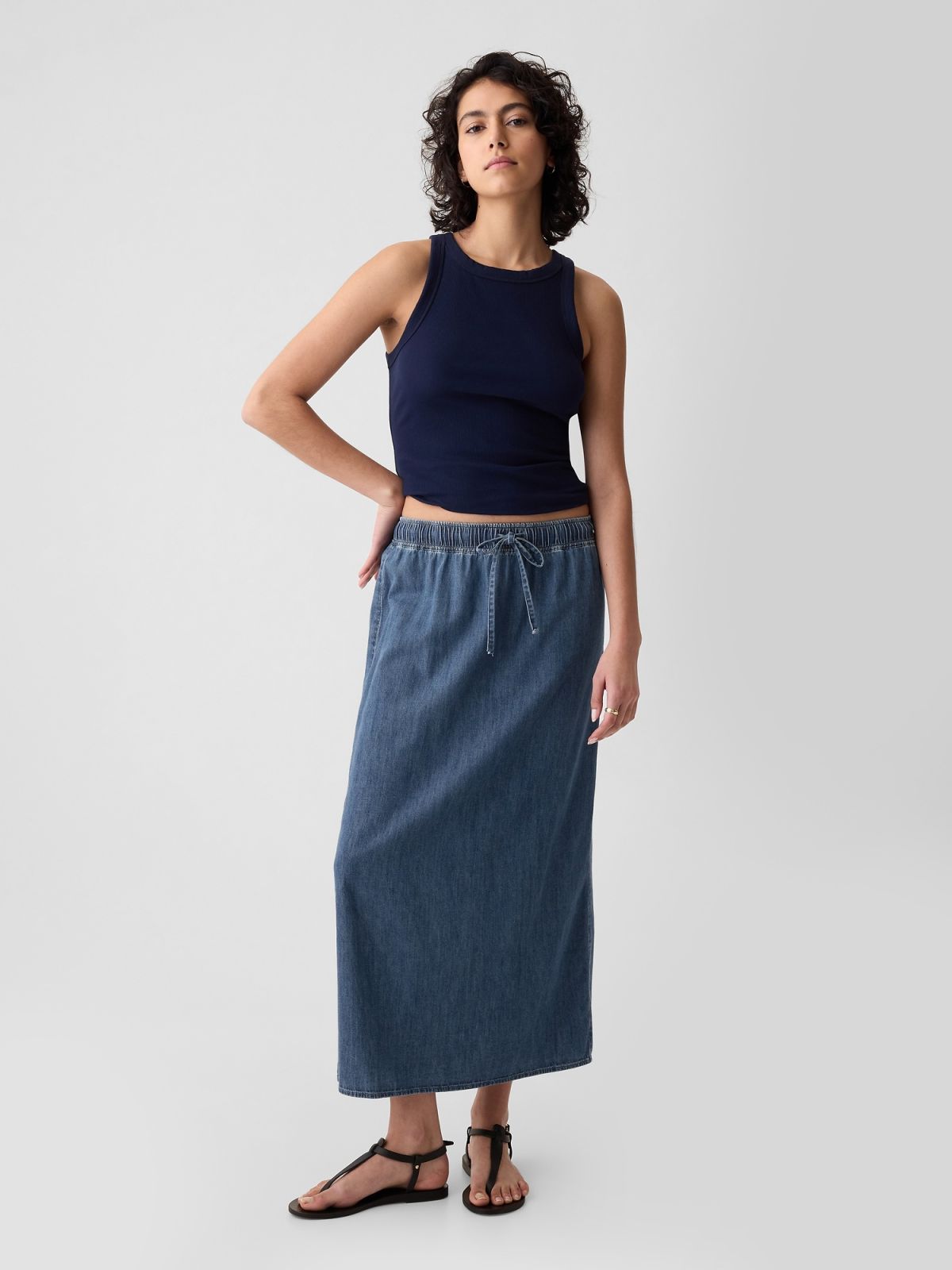 Multi Chambray Τζιν Maxi Φούστα-404469000