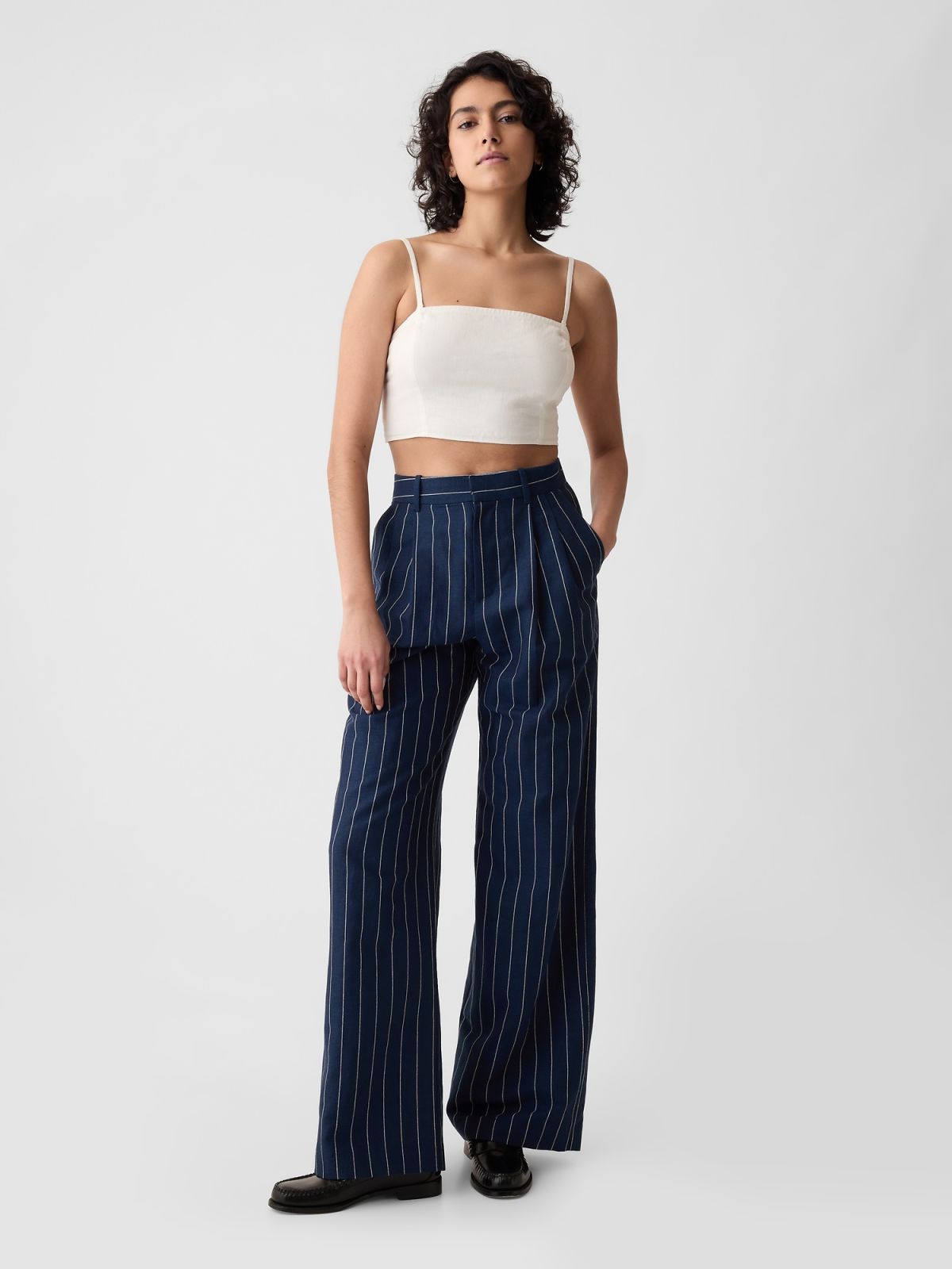 365 High Rise Linen-Cotton Trousers-855962005