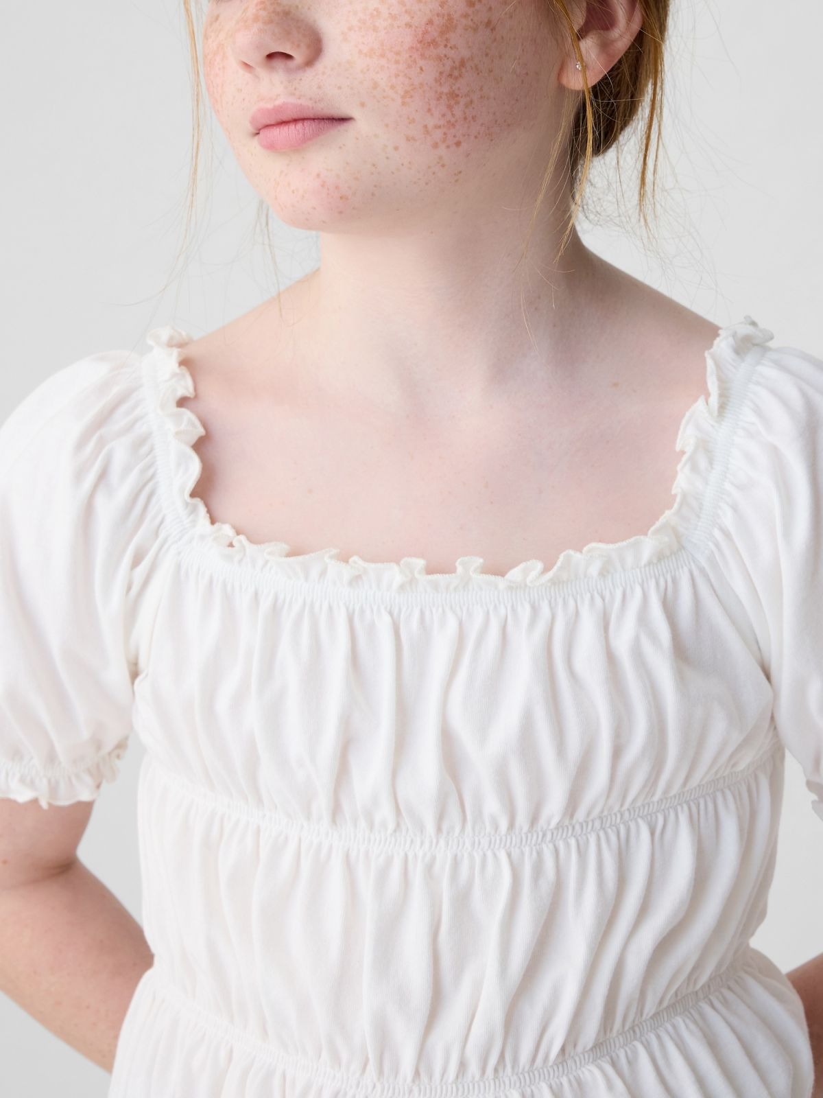 Άσπρο Παιδικό Smocked Τοπ-435153001