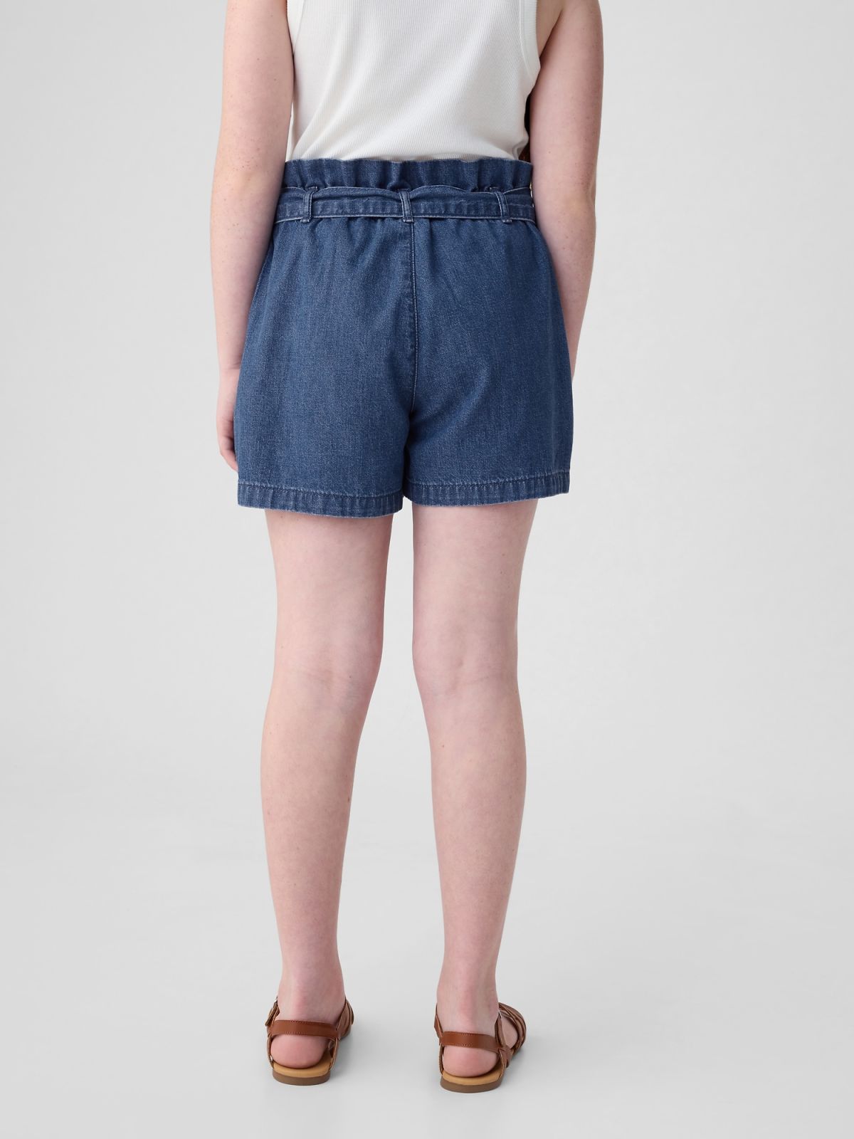 Μπλε Παιδικό High Rise Paperbag Denim Σορτς-474267000