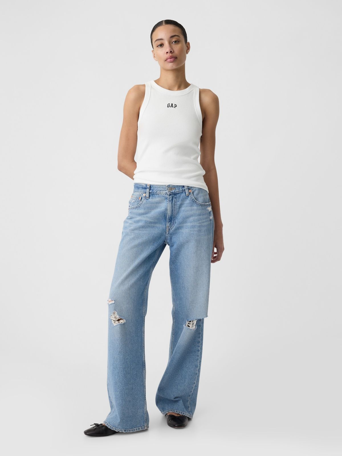 Άσπρο Mini Gap Arch Logo Αμάνικο Τοπ-413149002