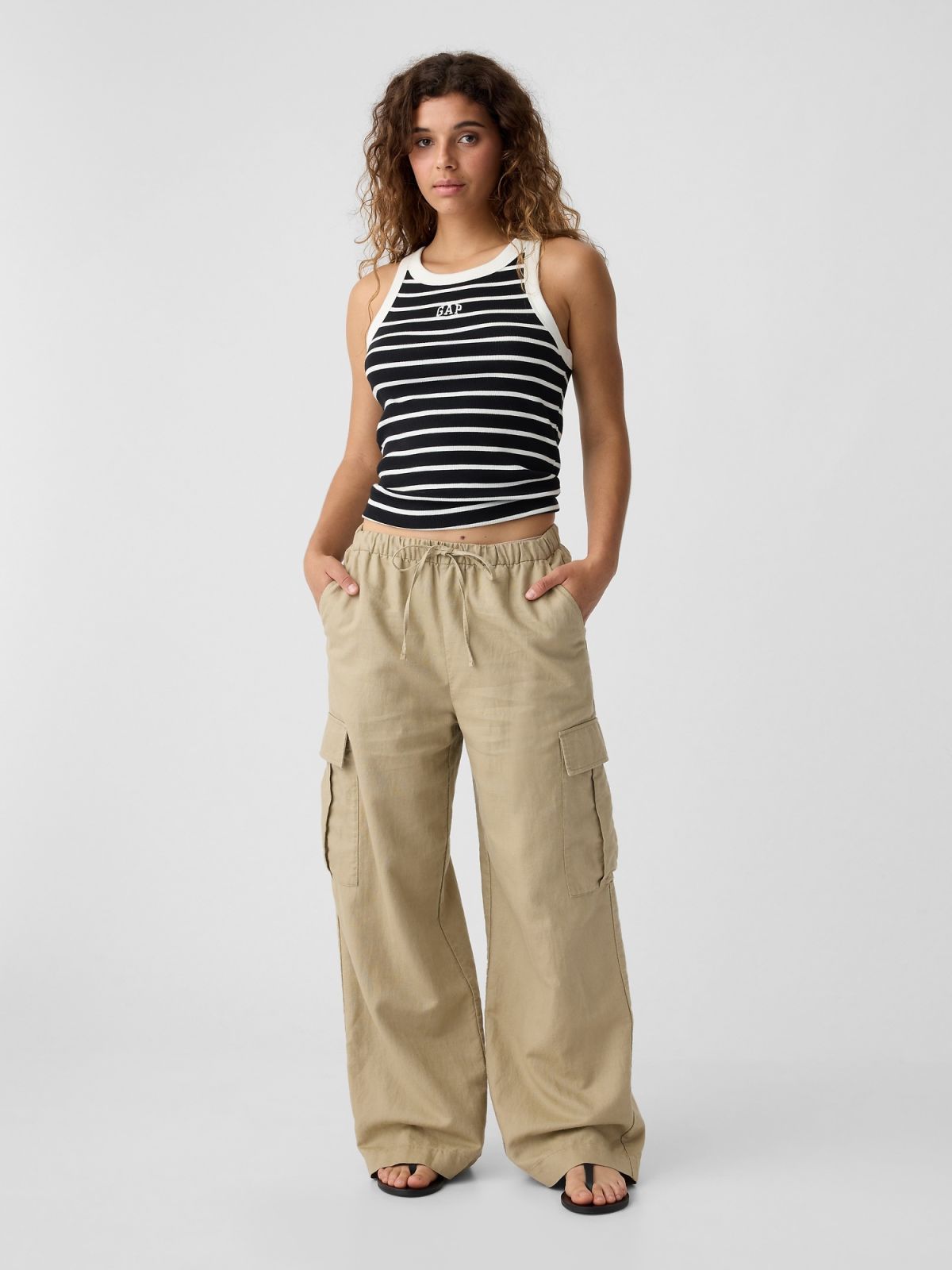 Άσπρο Mini Gap Arch Logo Αμάνικο Τοπ-413149004