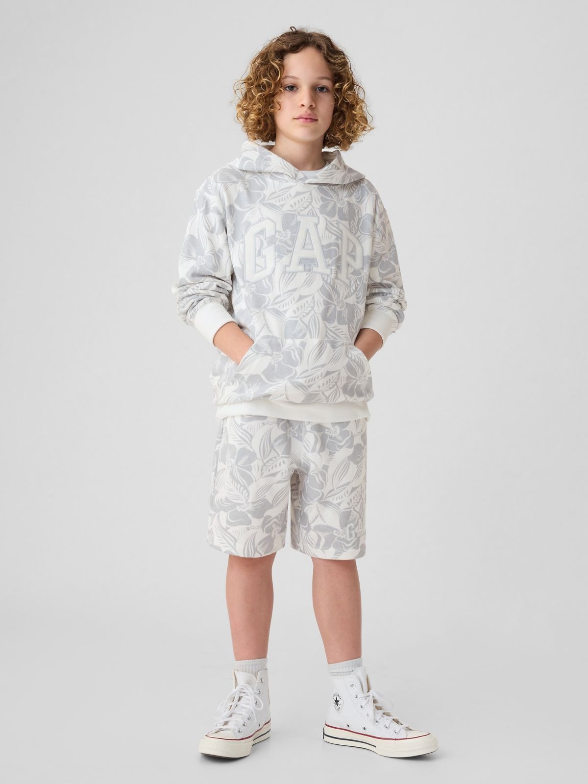 Άσπρο Παιδικό Oversized Gap Logo Φούτερ-450556000