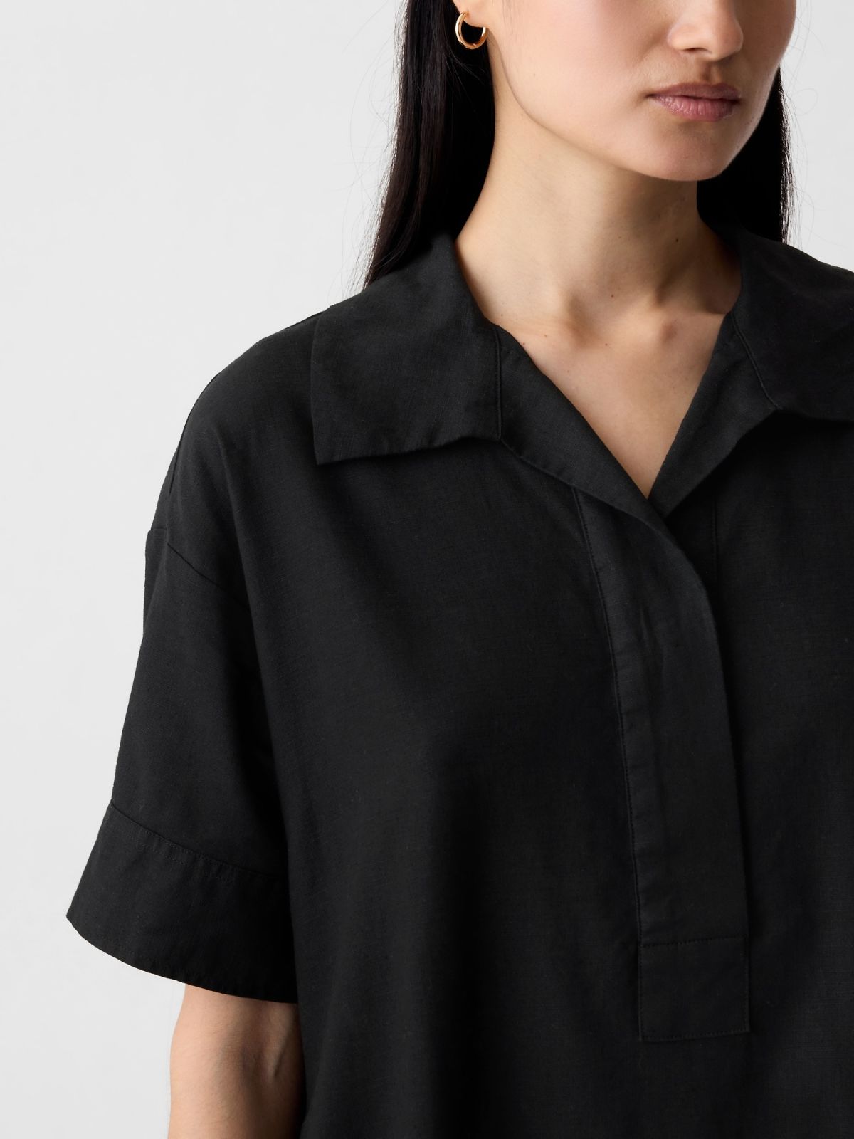 Μάυρο Λινό-Βαμβάκι Maxi Φόρεμα-450433000