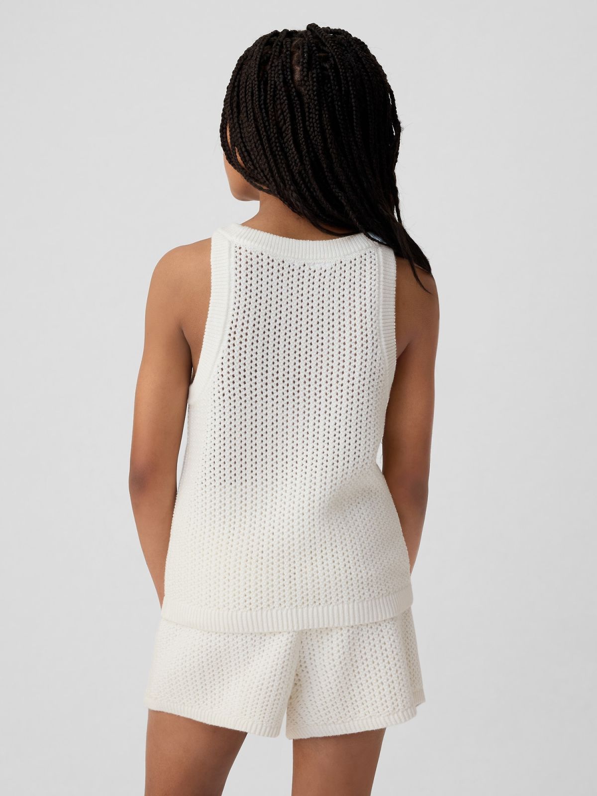 Άσπρο Παιδικό Crochet Αμάνικο Τοπ-434505001