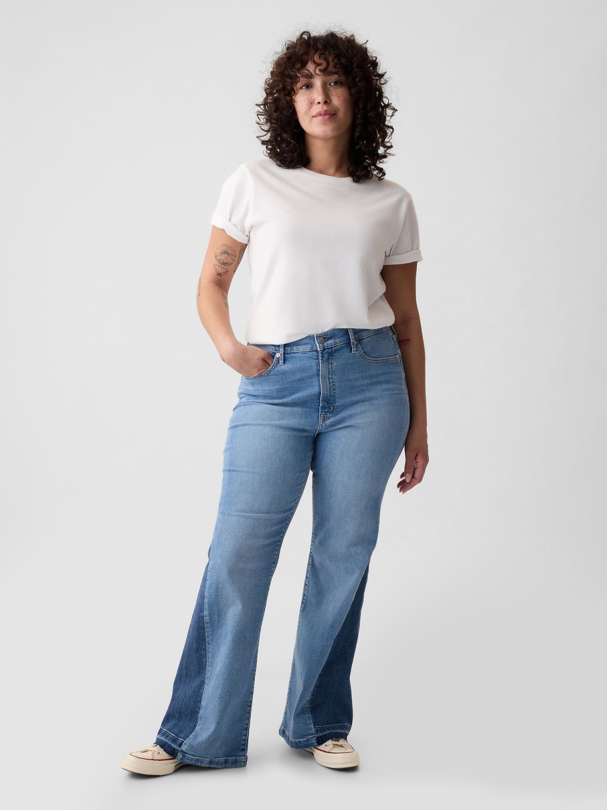Μπλε High Rise Patched '70s Flare Jean Παντελόνι-570484000