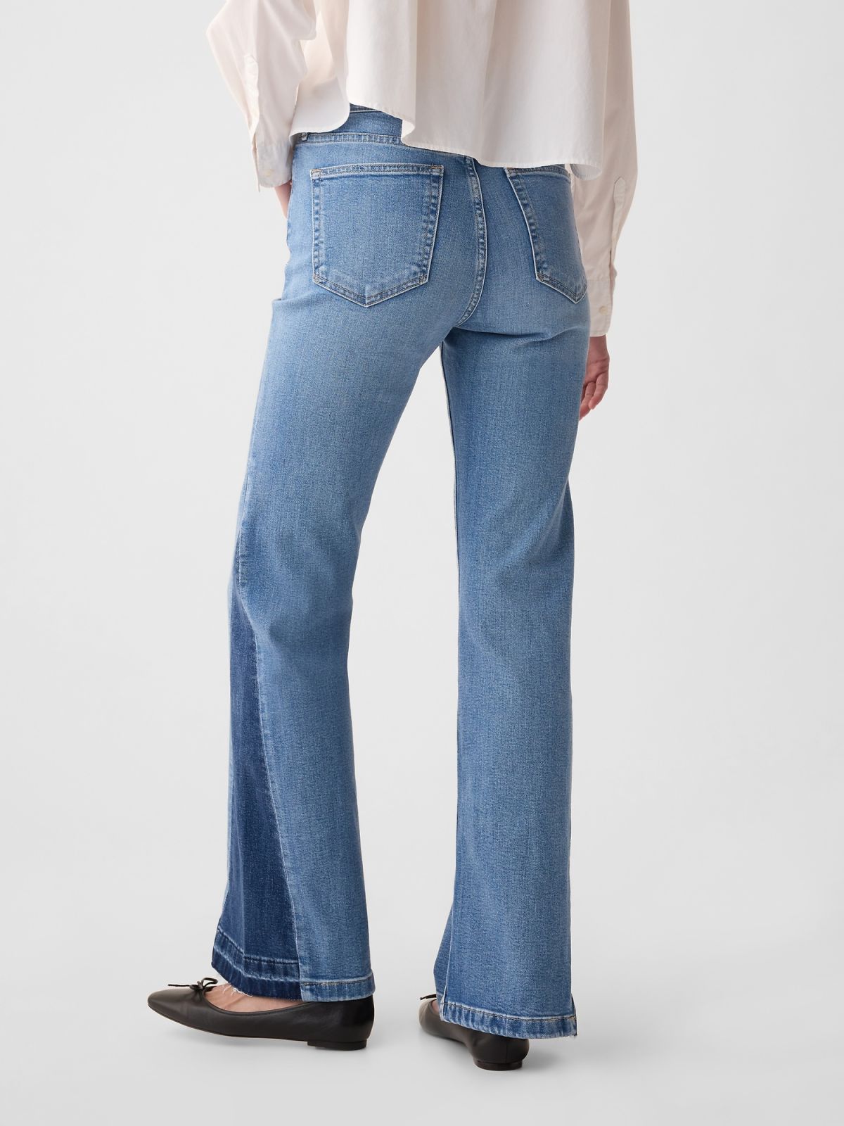 Μπλε High Rise Patched '70s Flare Jean Παντελόνι-570484000