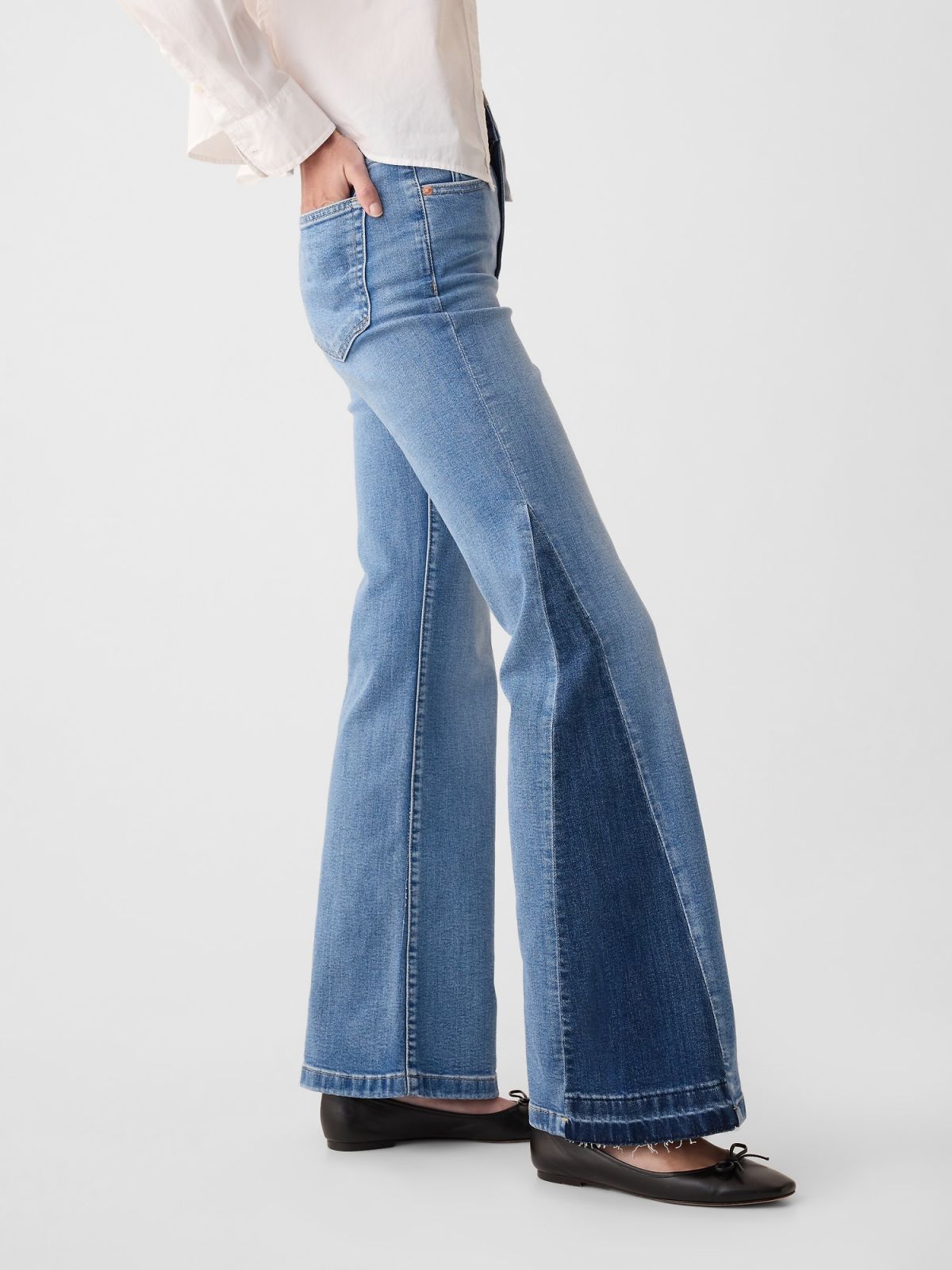 Μπλε High Rise Patched '70s Flare Jean Παντελόνι-570484000
