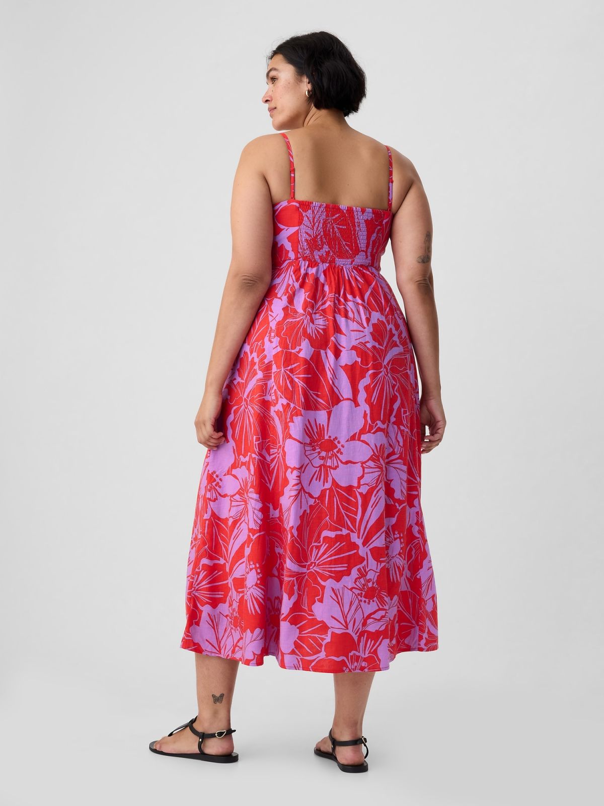 Multi Linen-Blend Midi Φόρεμα-429532001