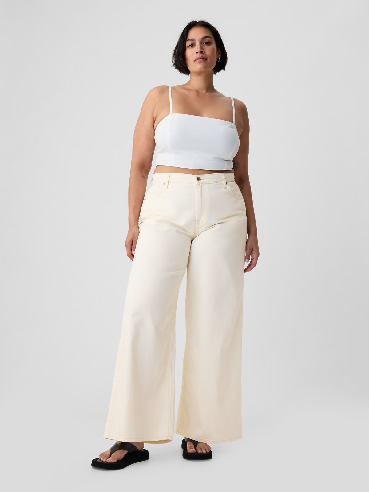 Μπεζ Mid Rise UltraSoft Baggy Jean Παντελόνι-456117000