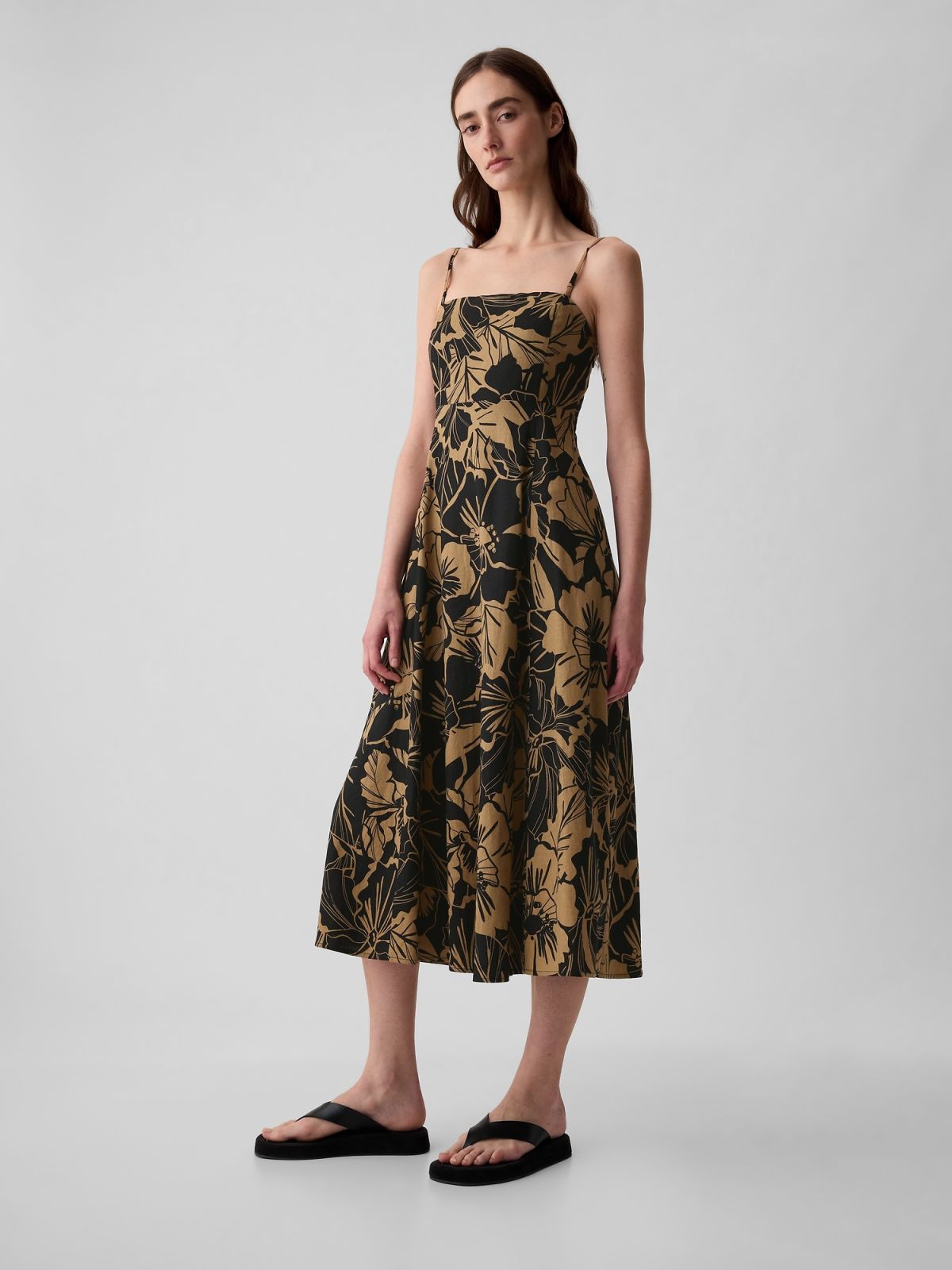 Multi Linen-Blend Midi Φόρεμα-429532002