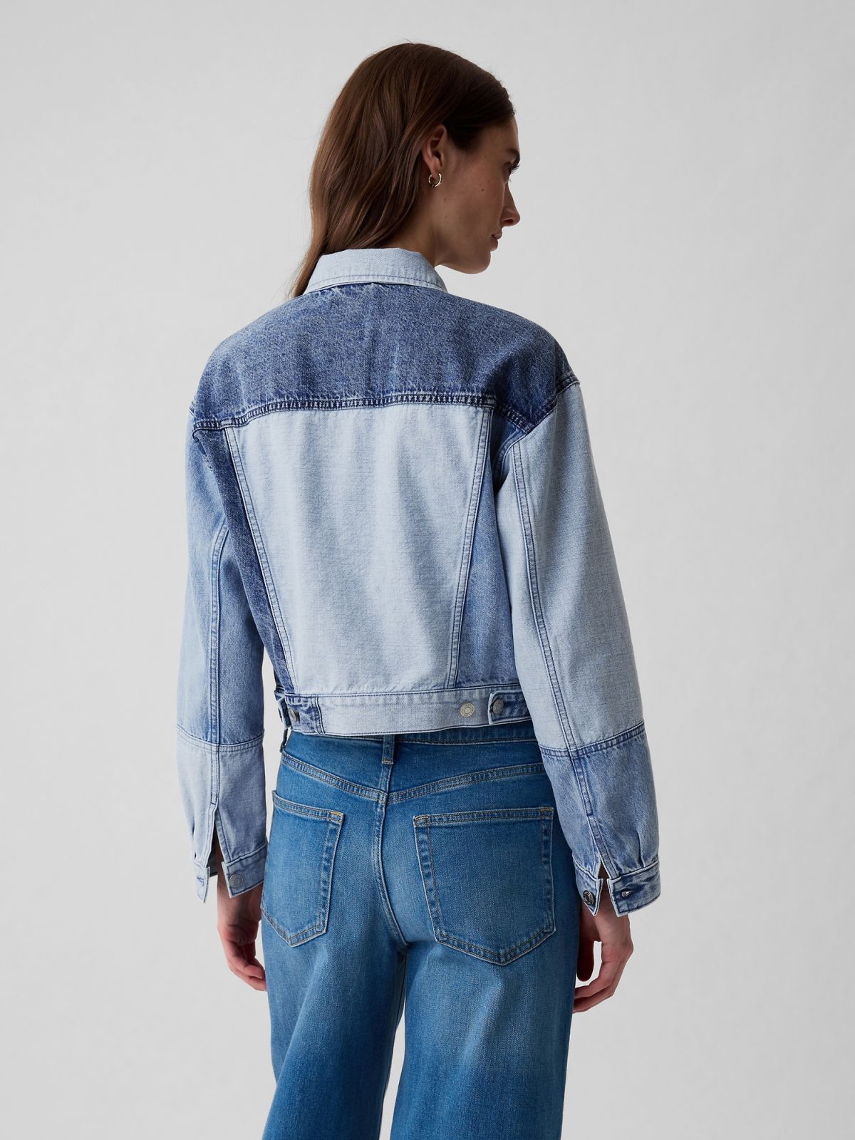 Μπλε Cropped Patchwork Icon Τζιν Μπουφάν-404397000