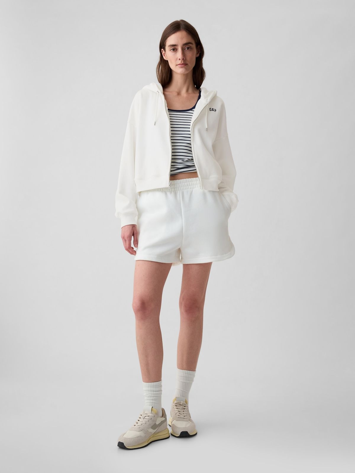 Άσπρο Vintage Soft Cropped Φούτερ-883566009