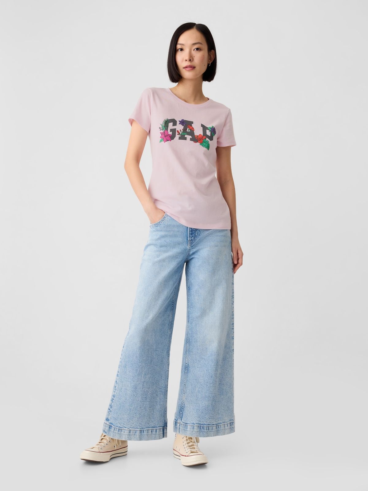 Ροζ Gap Logo Κοντομάνικη Μπλούζα-417797006