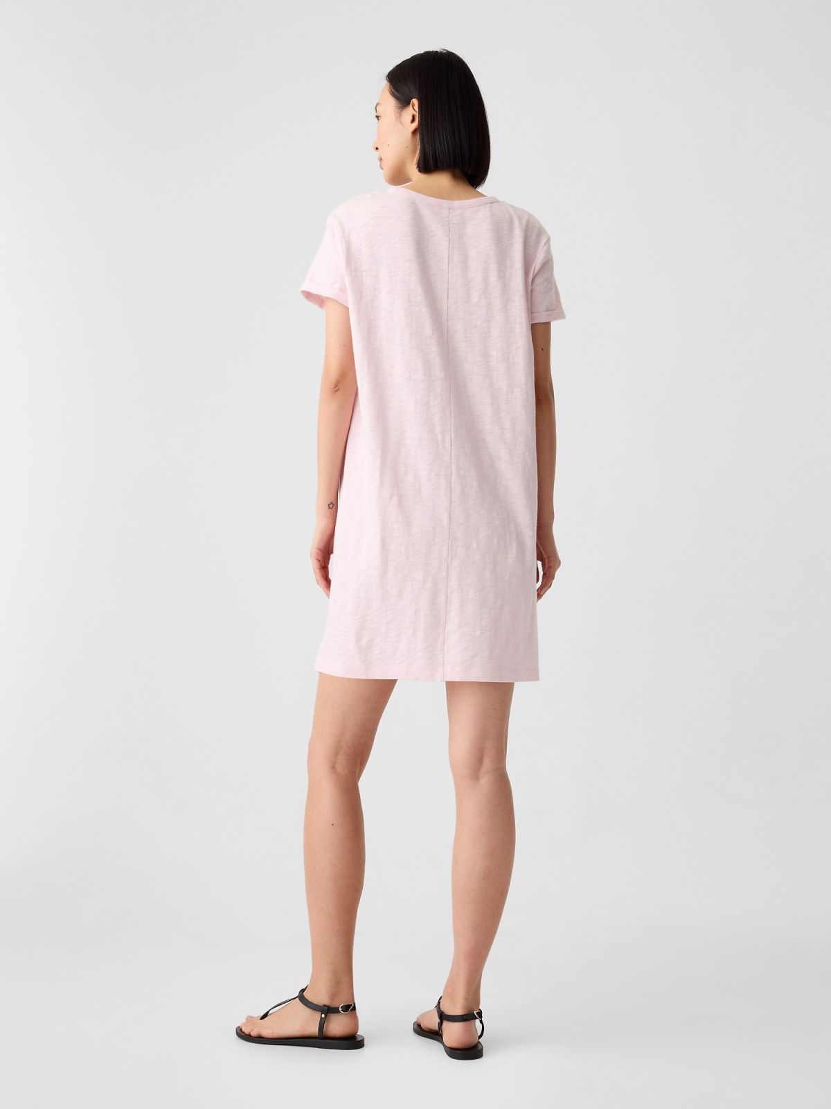 Ροζ Relaxed Gap Logo Κοντομάνικη Μπλούζα Φόρεμα-452559001