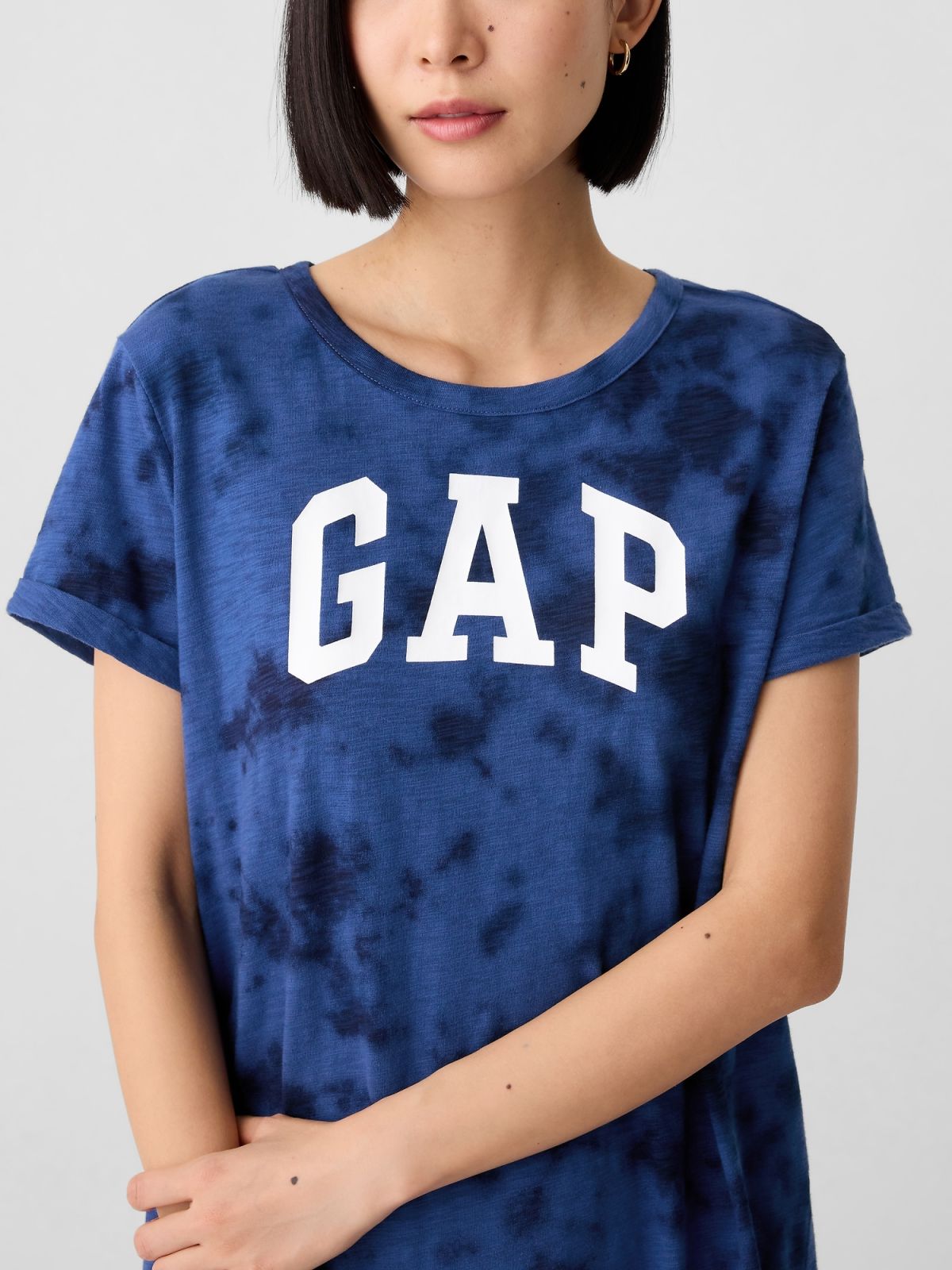 Μπλε Relaxed Gap Logo Κοντομάνικη Μπλούζα Φόρεμα-452559002