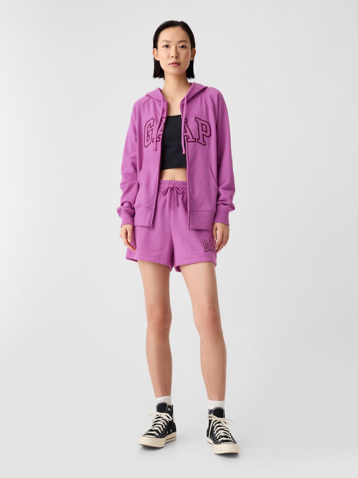 Ροζ Relaxed Gap Logo Zip Φούτερ-885587006