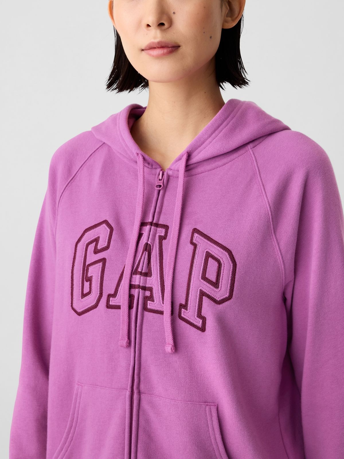 Ροζ Relaxed Gap Logo Zip Φούτερ-885587006