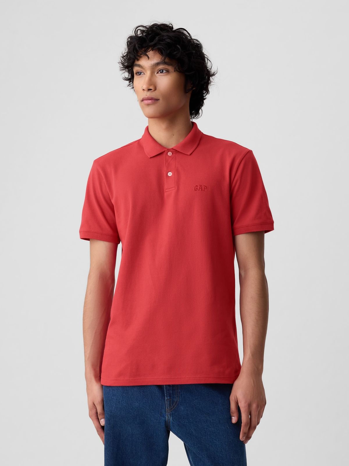 Κόκκινη Gap Logo Pique Polo Μπλούζα-586306017