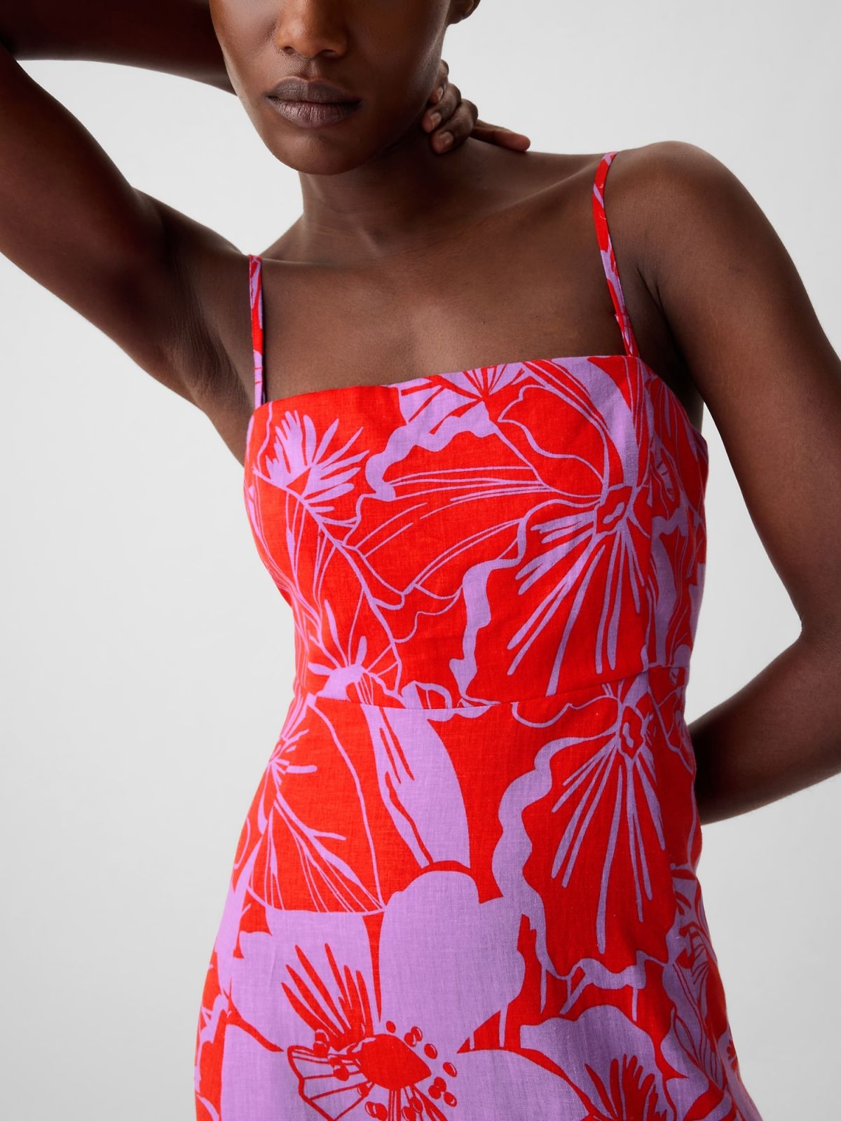 Multi Linen-Blend Midi Φόρεμα-429532001