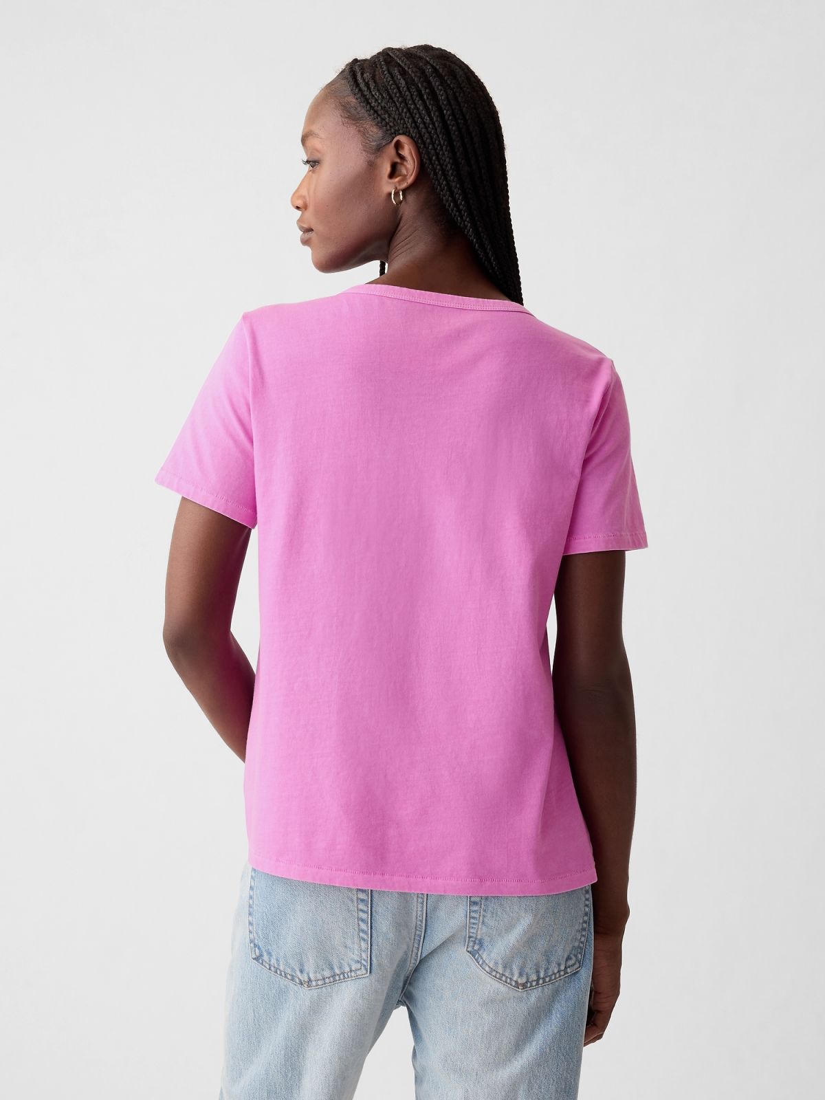 Μοβ Vintage V-Neck Μπλούζα από Οργανικό Βαμβάκι-740140069