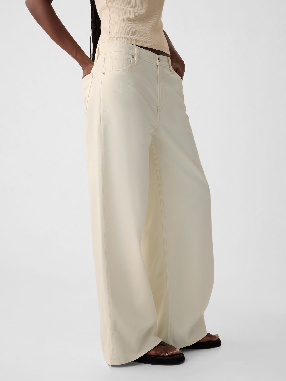 Μπεζ Mid Rise UltraSoft Baggy Jean Παντελόνι-456117000