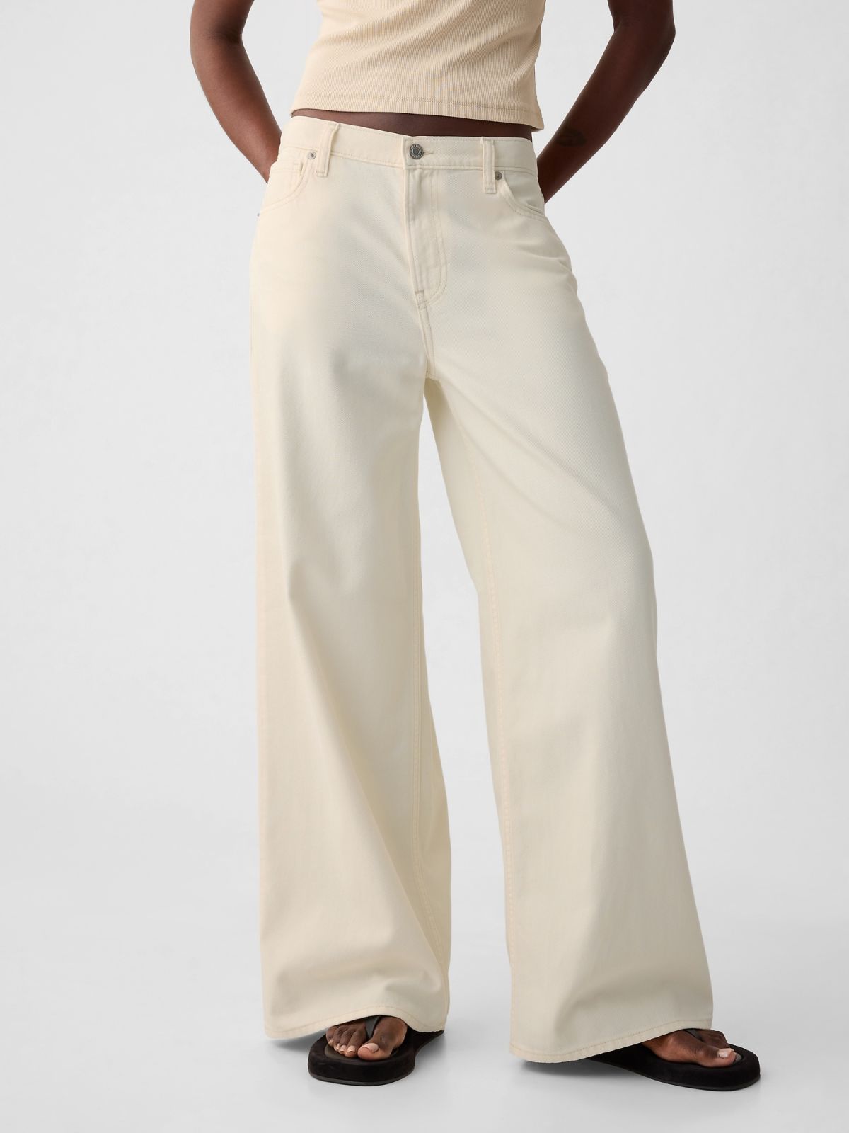 Μπεζ Mid Rise UltraSoft Baggy Jean Παντελόνι-456117000