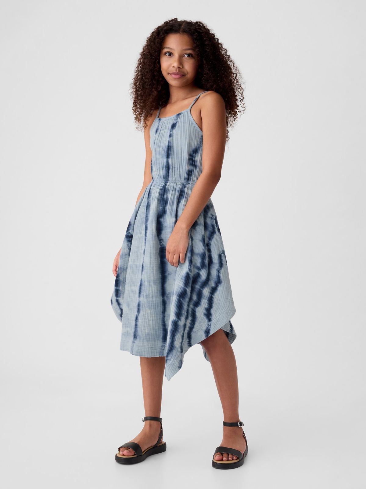 Kids Crinkle Gauze Handkerchief Hem Dress-428806000