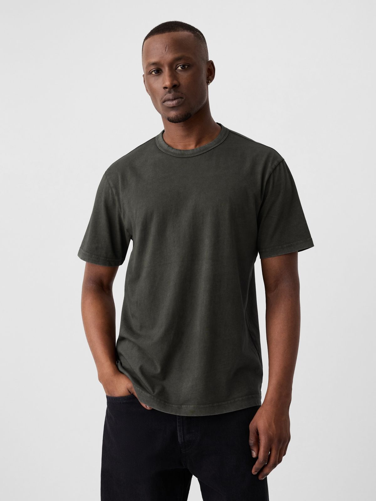 Vintage-Wash Crewneck T-Shirt-412289001