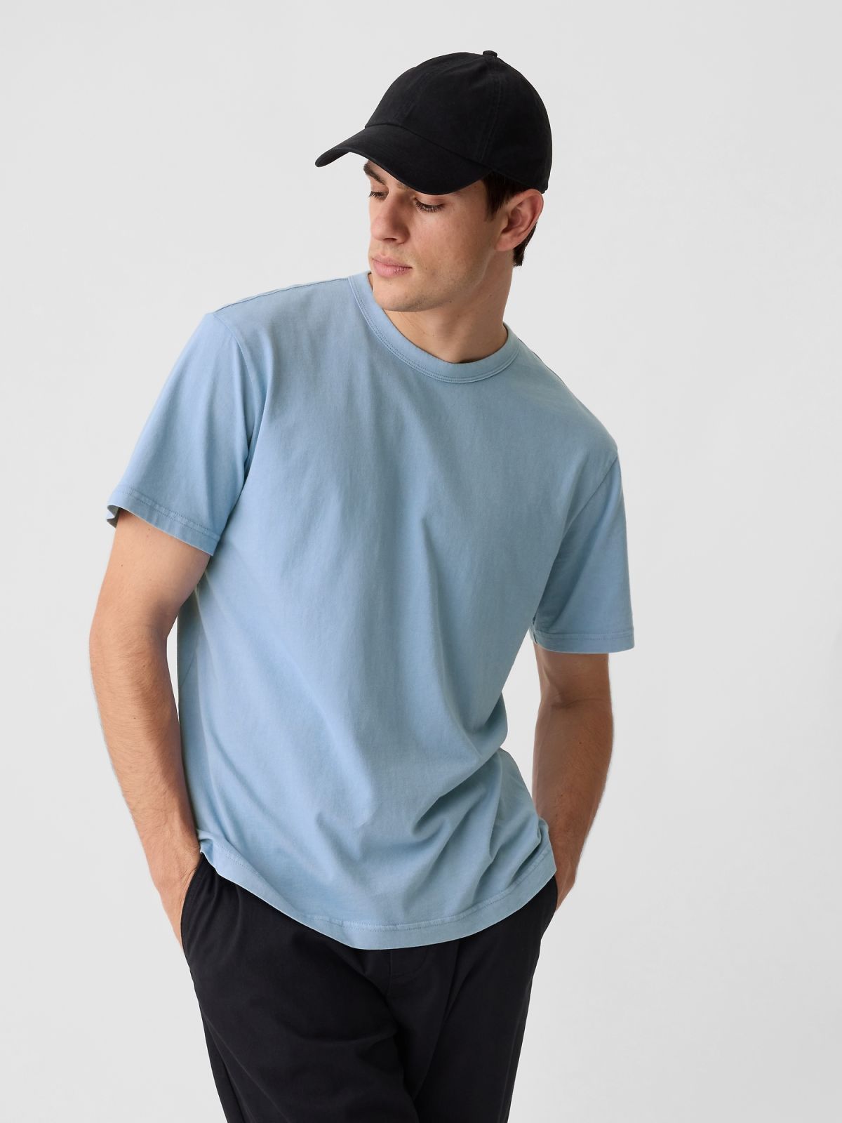 Vintage-Wash Crewneck T-Shirt-412289004