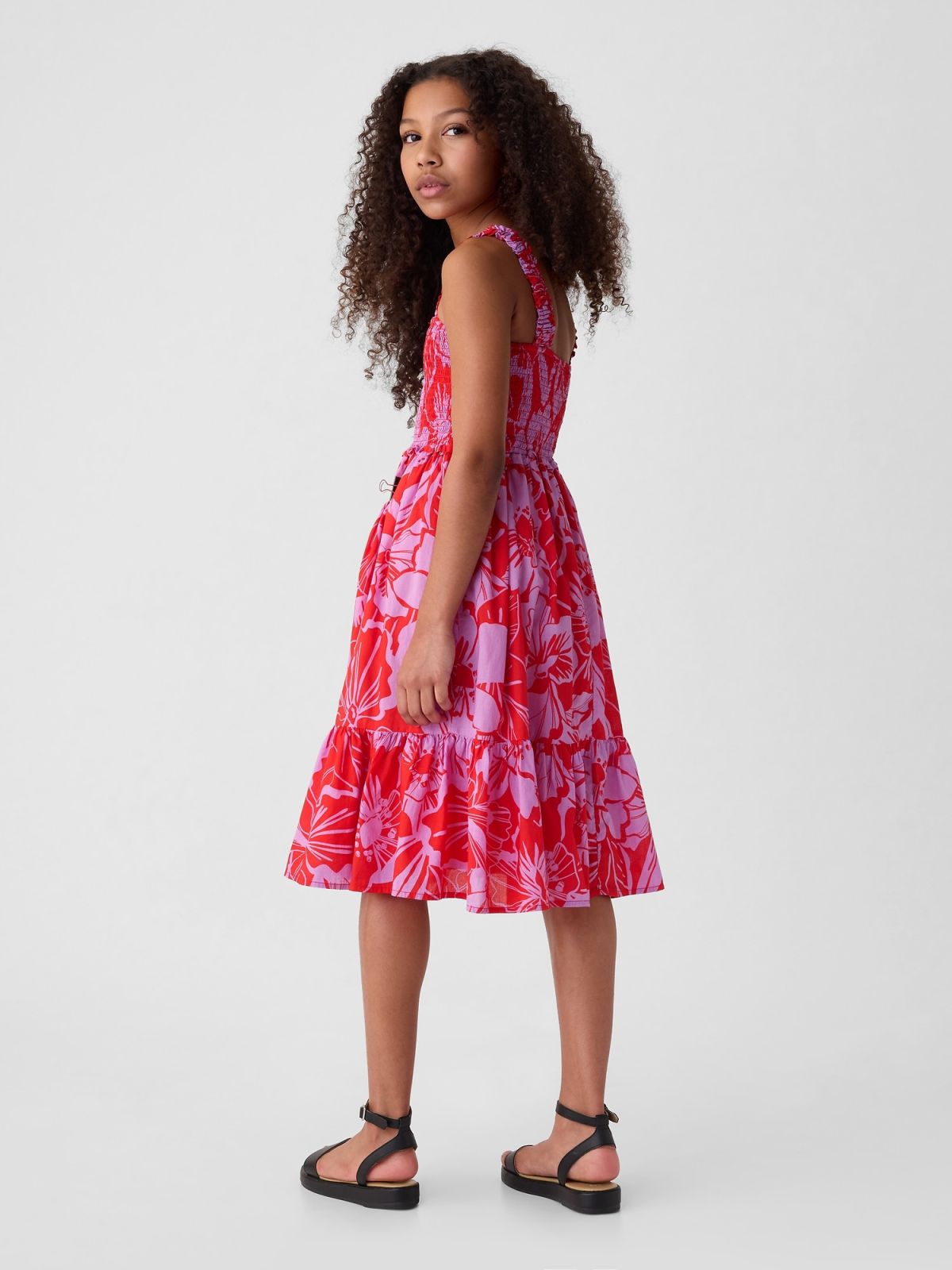 Multi Παιδικό Smocked Midi Αμάνικο Φόρεμα-434411000